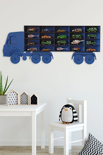 JB Bege Ahşap Dekoratif Çocuk-bebek Odası Oyuncak Kamyon Araba Rafı