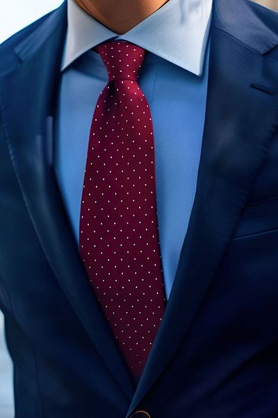 1001 Kravat White Polka Dot Patterned 8 cm Wide Claret Red Silk Tie