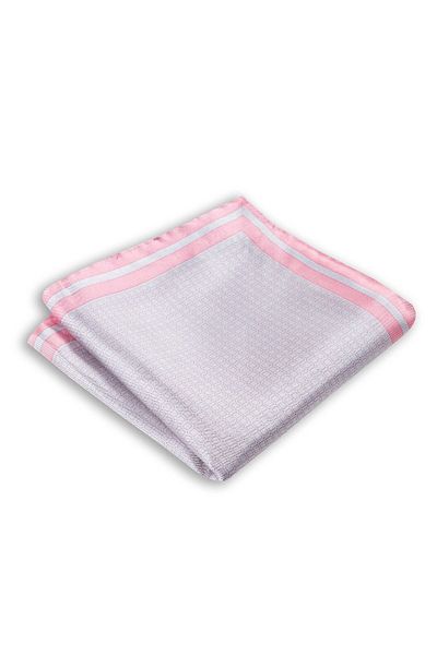 1001 Kravat Pink Patterned Silk Pocket Handkerchief in 33x33 cm Sizes