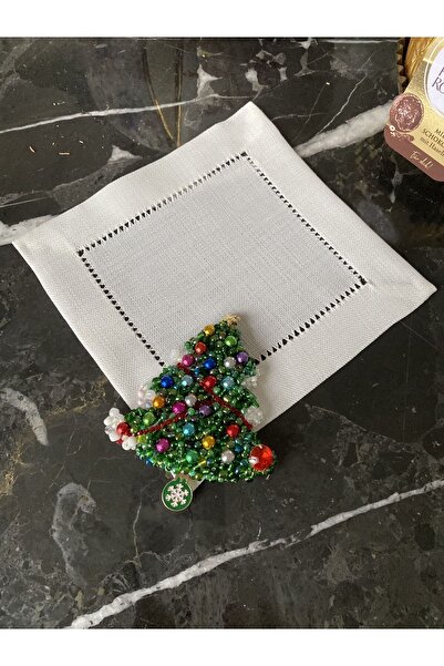 Handmade 1 adet yılbaşı noel temalı kahve yanı sunum peçetesi