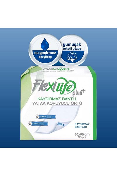 Flexi Life Flexilifeplus Patient Diaper Bed Protector Cover with Anti-Slip Tape 60x90 Cm 30 Pieces 1 Pack