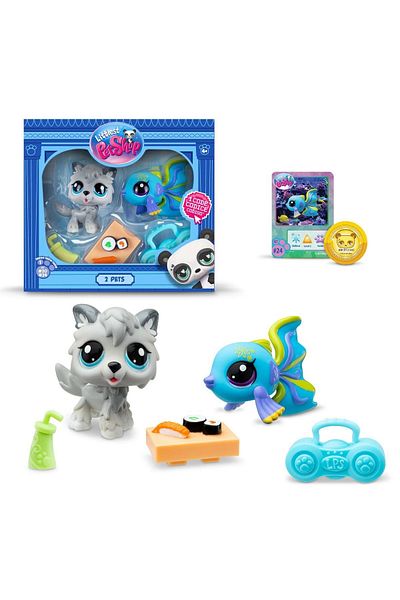 Littlest Pet Shop LPS Minis Littlest Pet Shop - Dog and Tropical Fish 2-Piece Figure Set