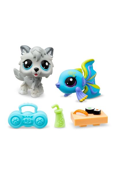 Littlest Pet Shop LPS Minis Littlest Pet Shop - Dog and Tropical Fish 2-Piece Figure Set