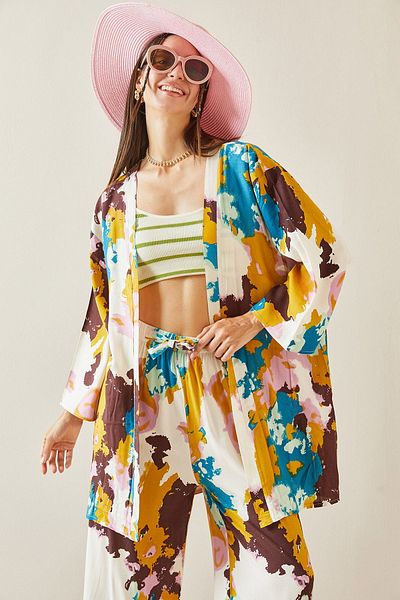 XHAN Batik Patterned Mustard Kimono - 5YXK4-48830-37