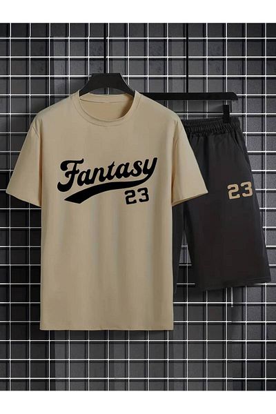 Elvino Σετ ανδρικό μπλουζάκι και σορτς με στάμπα Fantasy 23