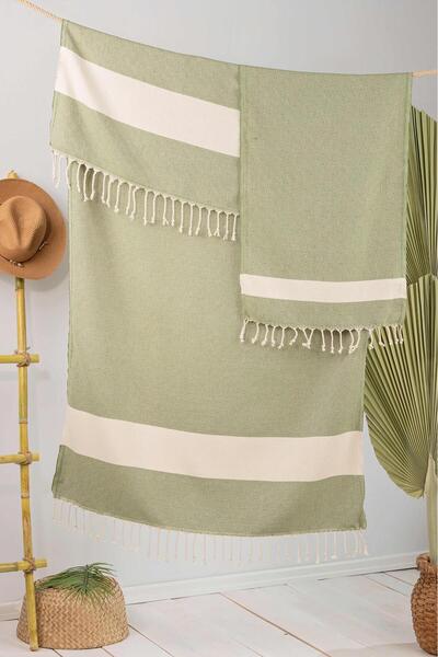 Peshtemalsan %100 Pamuk Elmas Peştemal 2’li Set, Püsküllü, Banyo Havlusu, Pla...