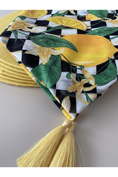 Genel Markalar Limon Desenli Runner ve 2'li Supla Seti, şık ve renkli sofralar için ideal seçenek