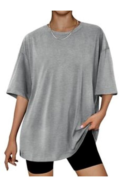 FİTGO Γκρι Oversize Γυναικείο T-Shirt
