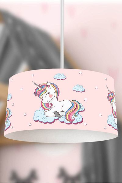 Rivaİstanbul Unicorn in the Cloud Children's Room Pendant Chandelier
