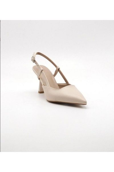MODA İBO SHOES 7 cm piele bej vârf ascuțit Pantofi clasici cu toc