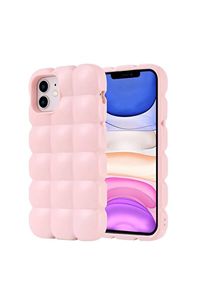 m.tk moveteck İphone 12 Kılıf Baklava Desenli Yeni Modo Parlak Yumuşak Renkli Puf Silikon Kamera Çıkıntılı