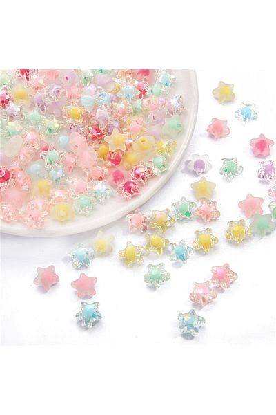 yiğit aksesuar 20Pcs Transparent Inner Colorful Star Beads Jewelry Supplies