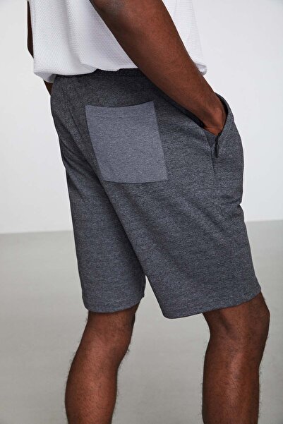 GRIMELANGE Camıllo Erkek Cebi Fermuarlı Beli Lastikli Koyu Gri Şort & Bermuda