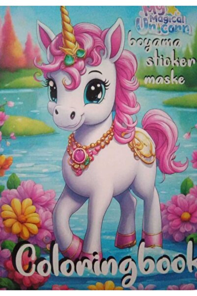 booddie Boyama Kitabı Unicorn Stickerlı Arka Kapak Kesilerek Maskeli Boyanıcak Sayfa Sayısı 16