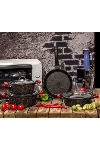 Sembol Rs Rainbow 7 Piece Cast Pot Set Black