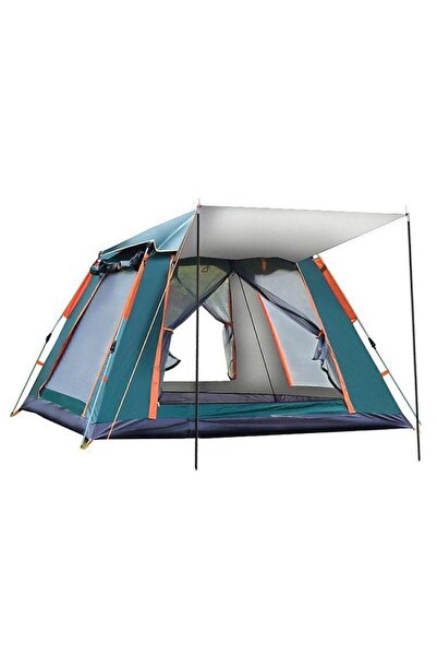 Genel Markalar 4 Kişilik Tenteli Otomatik Kamp Çadırı Yeşil 215x215x145