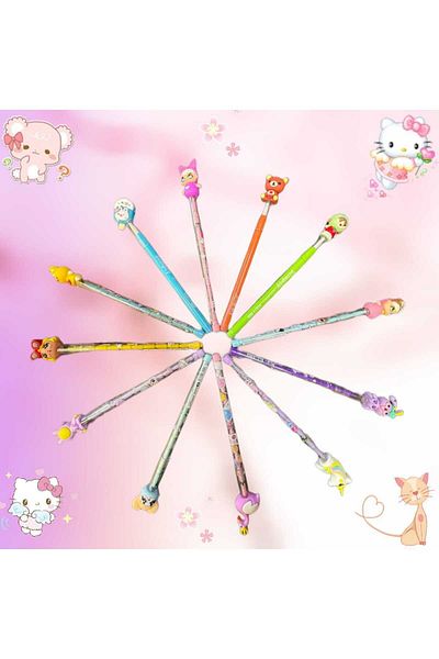 Mikro 12 Pieces Laying Egg Pencil Set Suitable for Girl - Mixed Figures