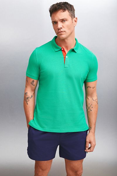 GRIMELANGE Men's Green Polo Neck T-shirt - MATHEW