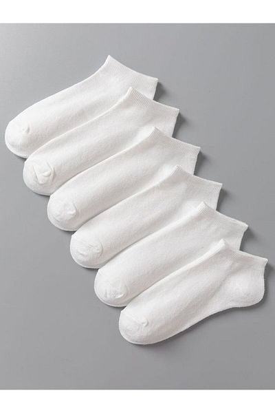 UygunHep 6 Συσκευασίες Unisex Λευκές Βαμβακερές Κάλτσες Μποτάκια Ποιότητας