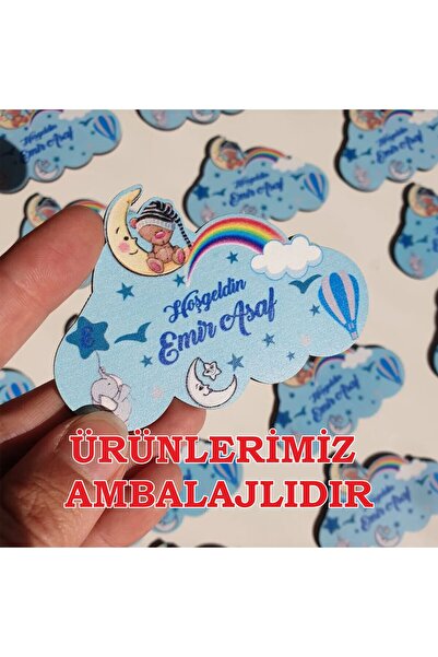Farklı Hediyelik 25adet Bulut Kesimli Pembe Veya Mavi Ahşap Hoş Geldin 1 2 3 ...