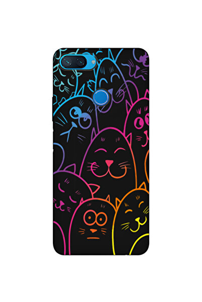 Molly حافظة سيليكون بنمط قطط لطيفة بألوان قوس قزح لهاتف Xiaomi Mi 8 LITE