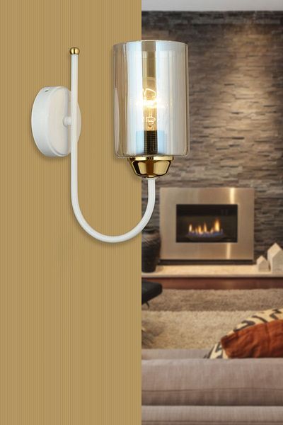 SONSUZ AYDINLATMA&AVİZE White UFO Cylinder Glass Upward Facing Modern Sconce