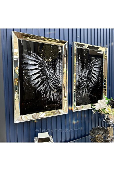Efe Ayna Melek Kanadı 2'li Ayna Tablo Seti-füme Kanat
