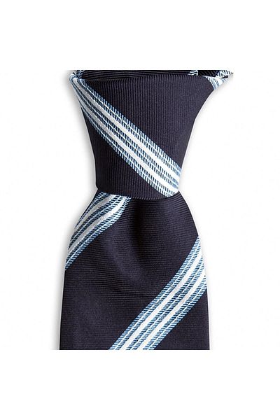 1001 Kravat Navy Blue Striped 8 cm Wide Silk Tie