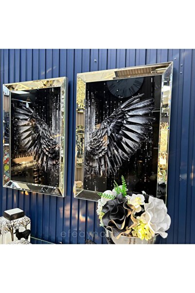 Efe Ayna Melek Kanadı 2'li Ayna Tablo Seti-füme Kanat