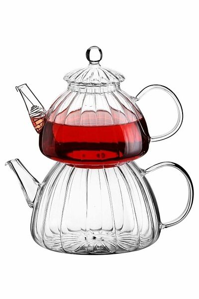 Lavin White Borosilicate Large Glass Teapot Set