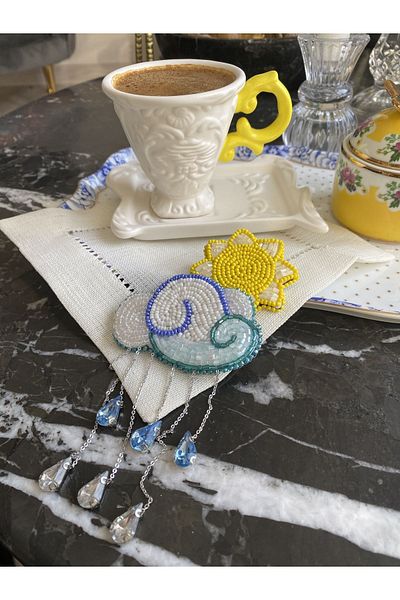 Handmade 1 bucată de șervețel de cocktail pentru prezentare pe partea de cafea, brodat cu piatră