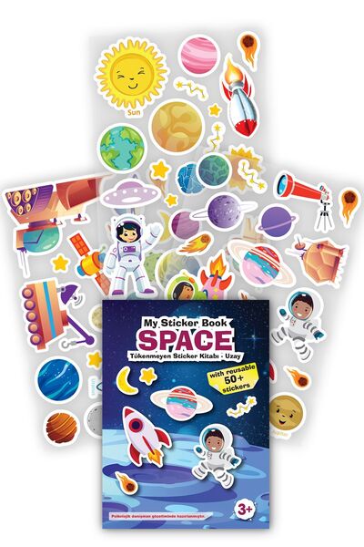 MERT BEBEK MY STİCKER BOOK '' SPACE'' , TÜKENMEYEN STİCKER KİTABI UZAY