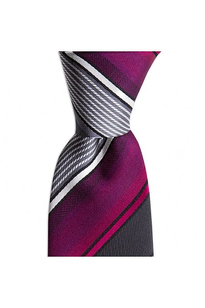 1001 Kravat Fuchsia Striped 7.5 cm Wide Silk Tie