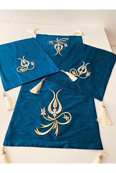 Gelincik Çeyiz Maraş İşi Sim Sırma Nakışlı Yeşil Renk Oturma Odası Takımı