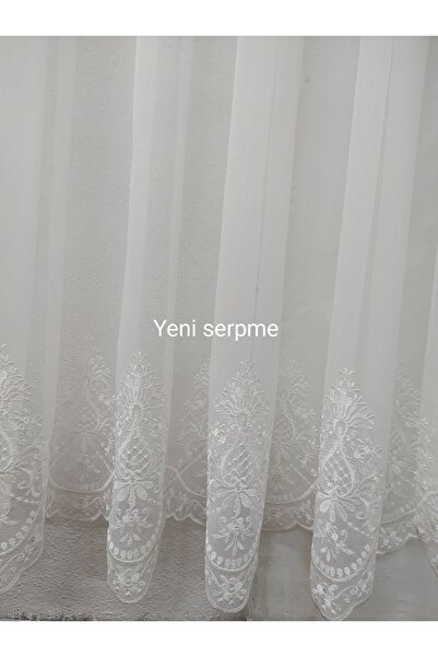 EVİNDA Evin tül perde ekru sık pile 1/3 yeni serpme