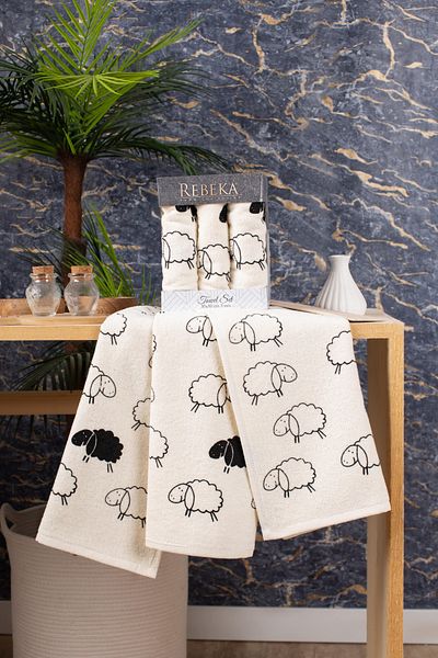 mercan rose Premium- Patterned Luxury Cotton Towel Set 30X50 cm - Gift Box, Practical Use in Kitchen