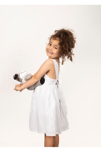 Alingo Linen Girl's Dress - Front Pocket