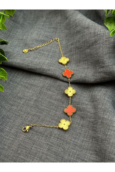 peronice Red Gold Clover Bracelet