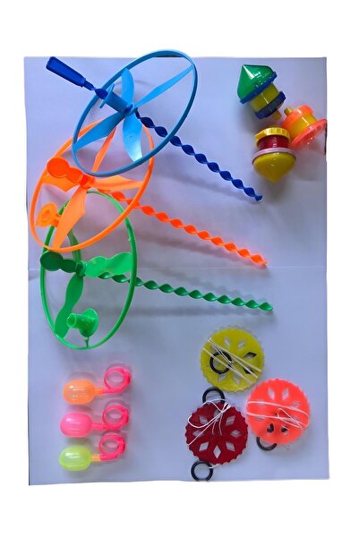 Ax Axentia 24 Parça Set Ufo Fırıldak Plastik Topaç Ufo Fırfır Su Yüzüğü Nostaljik Eğitici Oyuncaklar