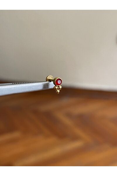 Rupen Kraft 316 L Cerrahi Çelik Renkli Tek Taş  Detaylı Dudak Kıkırdak Helix ...