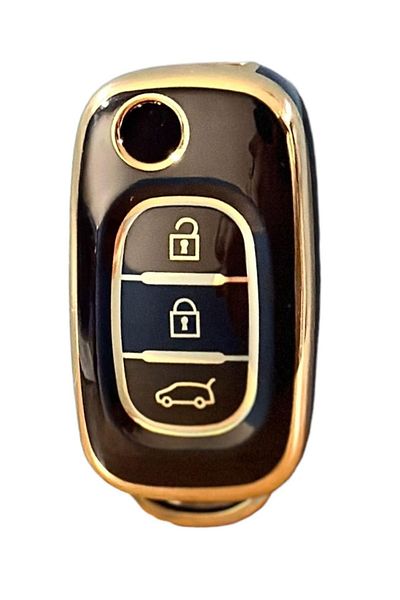 EBG İSTANBUL Renault Megane 3 Fluence 3 Button Switchblade Black Car Key Remote Control Case