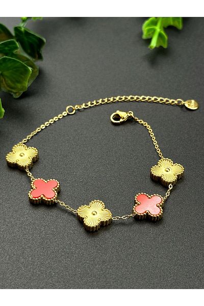 peronice Red Gold Clover Bracelet