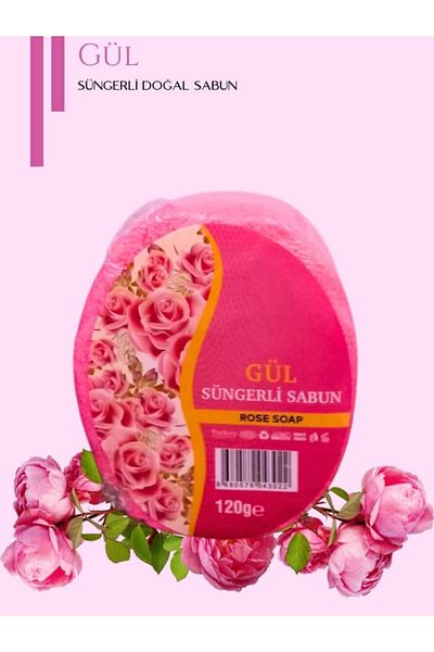 Karşı Köyden Natural Sponge Soap with Rose Essence, Natural Sponge Soap