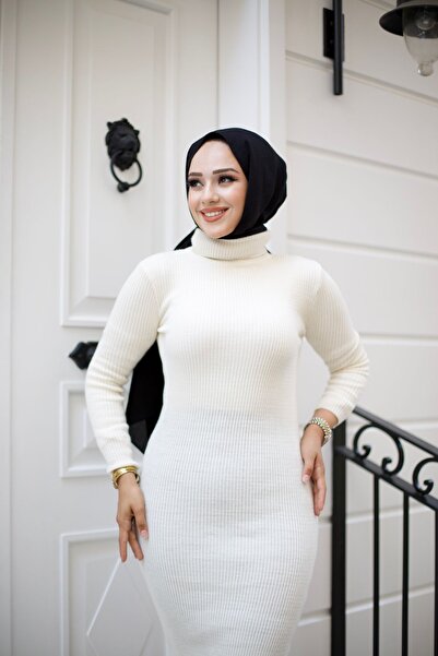 Sfg Life Moda Ακρυλικό ζιβάγκο Slim Fit Hijab Pencil Φόρεμα - Ευέλικτο Πλεκτό