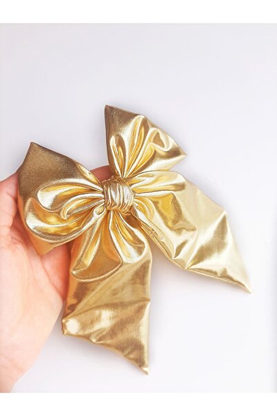 NEW BOWS BANDS Girl's Large Pinwheel Clip Hair Clip Gold Lame