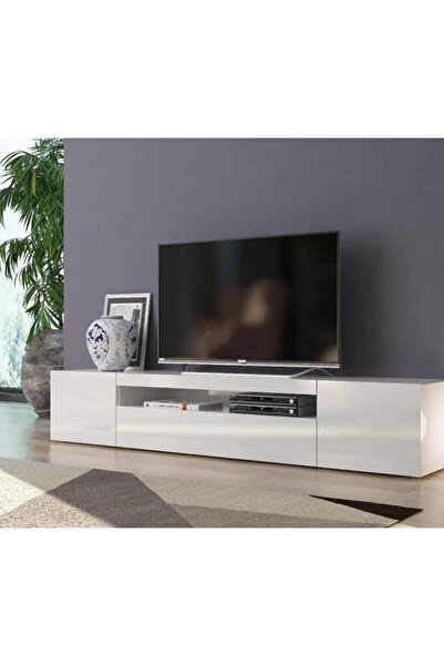 joy mob Işık Tv Ünitesi Alt Modülü Tv Sehpası Beyaz Mdf