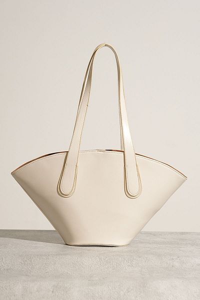 Çantacımstore Ecru-Cream Colored Women's Shopper Bag - Leather Look