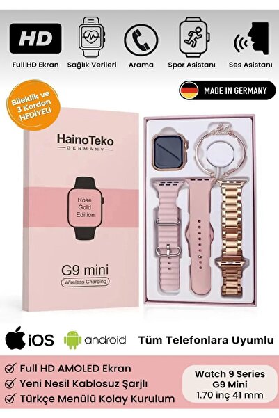 EMİN ENSAR HOME Watch 9 Akilli Saat 41mm G9 Mini Gold Kadin Akilli Saat 3 Kor...