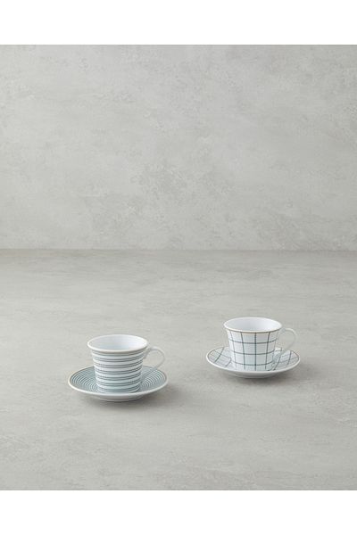 English Home Ashley Porcelain Green Cup Set for 2 People - Brown 4 Piece Set