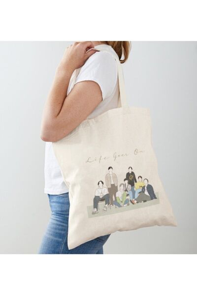 Limon Bts Printed Raw υφασμάτινη τσάντα ώμου